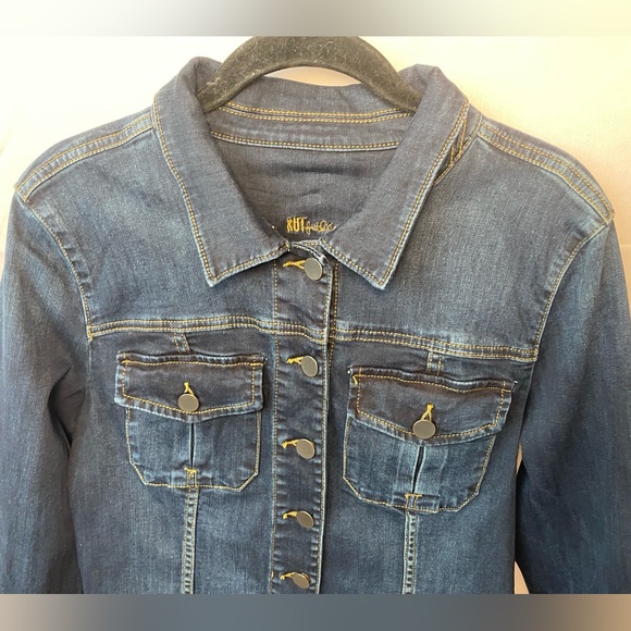 Kut from the Kloth Amelia Jacket Dark Wash Denim Jacket Size Large EUC - Picture 3 of 11